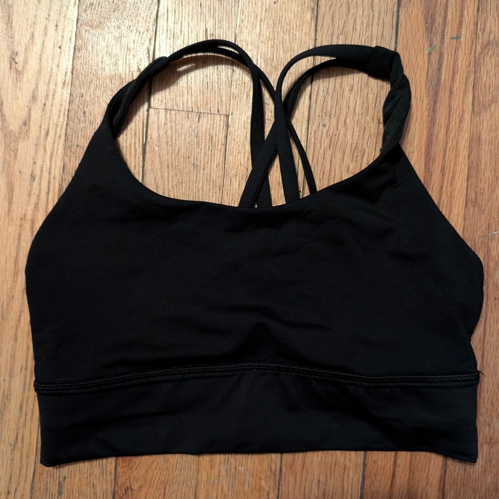 Lululemon Free to Be Bra Black Strappy Back Yoga Sports Bra Size 6 W2AUYS